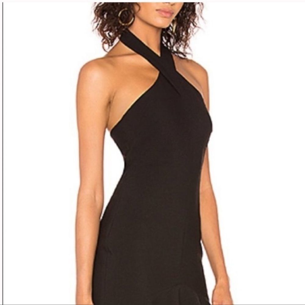 NWT! Likely x Revolve Formal Black High Low Jenny Formal Ruffle Halter Maxi Gown - Picture 3 of 14